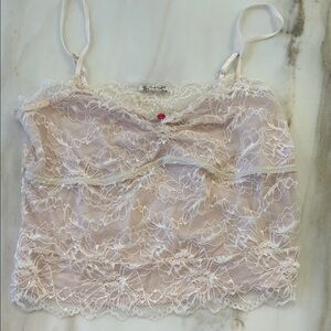Free People Lace Bralette in Cream and Pink